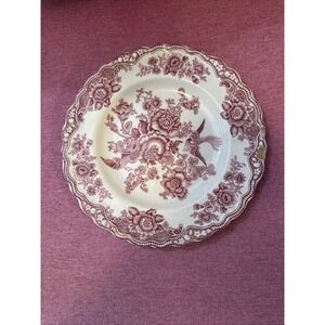 Crown Ducal Bristol Luncheon Plate Pink Red 7.75" Made In England